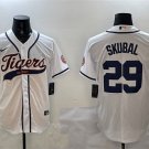 Men's Detroit Tigers #29 Tarik Skubal White With Patch Cool Base Stitched Jersey