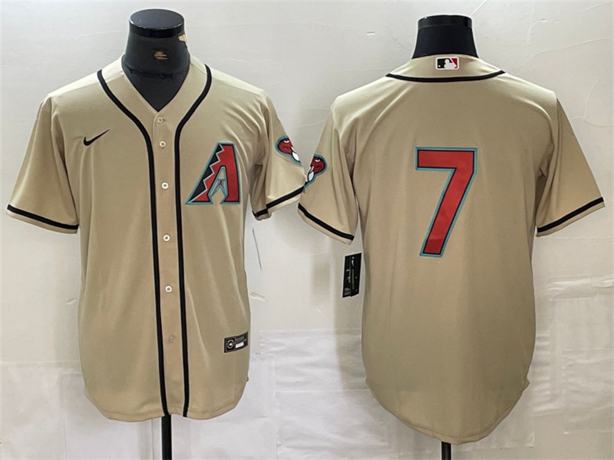 Men's Diamondbacks Active #7 Corbin Carroll Cream 2024 Cool Base Jersey