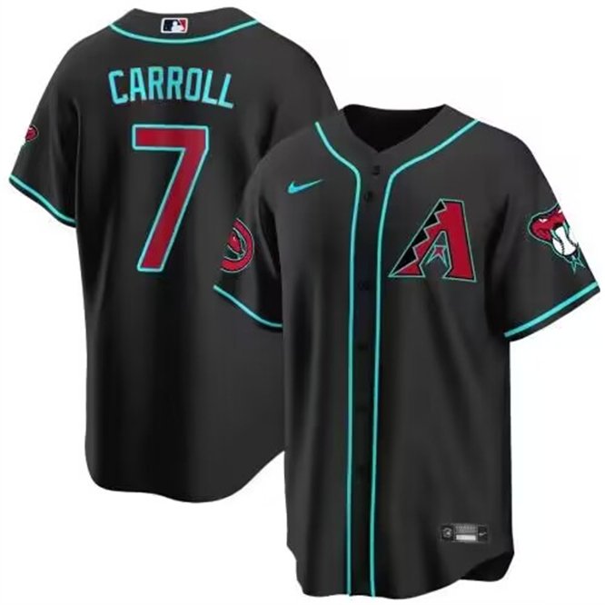 Diamondbacks Active Player #7 Corbin Carroll Black 2024 Cool Base Jersey