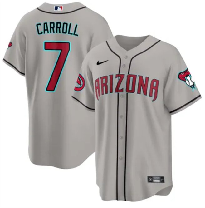 Diamondbacks Active Player #7 Corbin Carroll Gray 2024 Cool Base Jersey