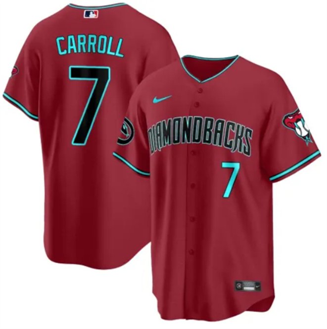 Diamondbacks Active Player #7 Corbin Carroll Red 2024 Cool Base Jersey