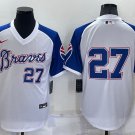 Men's Atlanta Braves #27 Austin Riley White Stitched MLB Throwback Jersey