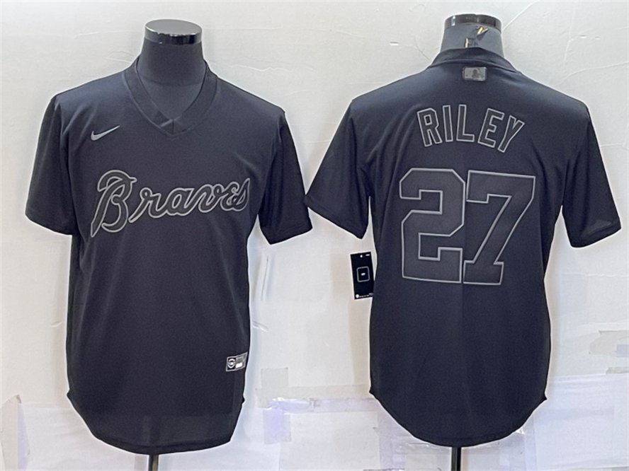 Braves #27 Austin Riley Inverted Legend Jersey Black