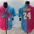 Men's Los Angeles Lakers Front #8 Back #24 Kobe Bryant Pink Blue Limited Jersey