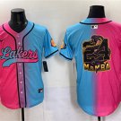 Men's Los Angeles Lakers Team Big Logo Pink Blue Limited Stitched Baseball Jersey