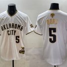 Men's Oklahoma City Thunder #5 Luguentz Dort White Gold 2025 Finals Jersey