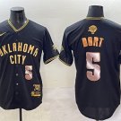 Men's Oklahoma City Thunder #5 Luguentz Dort Black Gold 2025 Finals Jersey