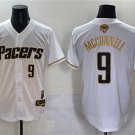 Men's Indiana Pacers #9 T.J. McConnell White/Gold 2025 Finals Vapor Stitched Baseball Jersey