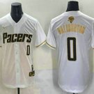 Men's Indiana Pacers #0 Tyrese Haliburton White Gold 2025 Finals Vapor Jersey