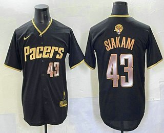 Men's Indiana Pacers #43 Pascal Siakam Black Gold 2025 Finals Vapor Stitched Jersey