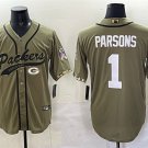 Men's Green Bay Packers #1 Micah Parsons Olive Salute to Service Cool Base Stitched Jersey