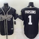 Men's Green Bay Packers #1 Micah Parsons Black Reflective With Patch Cool Base Stitched Jersey