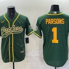 Men's Green Bay Packers #1 Micah Parsons Green Cool Base Stitched Baseball Jersey