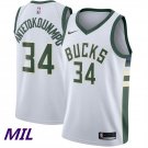 Men's youth Bucks #34 Antetokounmpo Basketball Jersey White