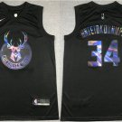 Mens Milwaukee Bucks #34 Giannis Antetokounmpo Black Raibow Number Fashion Jersey