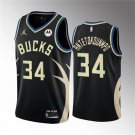 Men's youth Bucks #34 Antetokounmpo Jersey Black Stitched