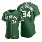 Men's Milwaukee Bucks #34 Antetokounmpo Green NBA X MLB Crossover Edition Jersey