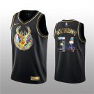Men's Bucks #34 Giannis Antetokounmpo 75th Diamond Jersey Black Gold