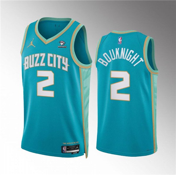 Men's Charlotte Hornets #2 James Bouknight Teal 2023/24 City Edition Stitched Jersey