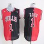Bulls #1 Derrick Rose Black/Red Split Fashion Stitched NBA Jersey