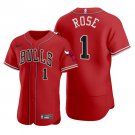 Men's Chicago Bulls #1 Derrick Rose Red NBA X MLB Crossover Edition Stitched Jersey