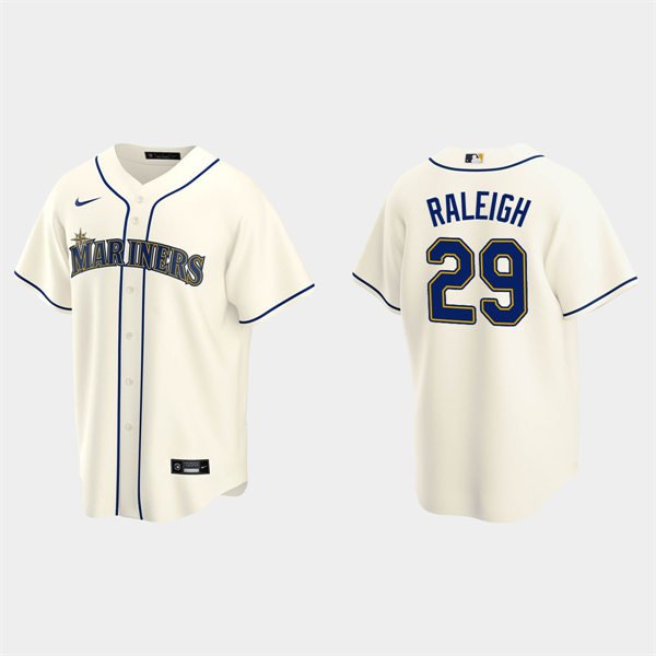 Men's Seattle Mariners #29 Cal Raleigh Cream Alternate Cool Base Jersey