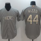 Men's Chicago Cubs #44 Anthony Rizzo Gray World Series Champions Gold Jersey