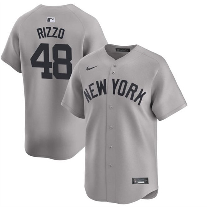 Mens New York Yankees #48 Anthony Rizzo Nike 2024 Away Baseball Jersey Gray