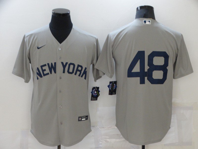 Men's Yankees #48 Anthony Rizzo No Name Baseball Jersey Gray