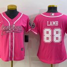 Women's Dallas Cowboys #88 CeeDee Lamb Pink With Patch Cool Base Stitched Jersey