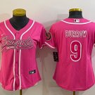 Women's Cincinnati Bengals #9 Joe Burrow Pink With Patch Cool Base Stitched Jersey