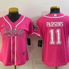 Women's Dallas Cowboys #11 Micah Parsons Pink With Patch Cool Base Stitched Baseball Jersey