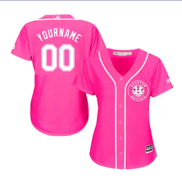 Women's Houston Astros Custom Name Pink Baseball Fashion Jersey