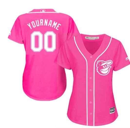 Women's Baltimore Orioles Custom Name Pink Baseball Fashion Jersey