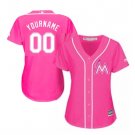 Women's Miami Marlins Custom Name Pink Baseball Fashion Jersey