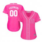 Women's New York Yankees Custom Name Pink Baseball Fashion Jersey