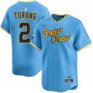 Milwaukee Brewers #2 Brice Turang Powder Blue City Connect Cool Base Stitched Jersey