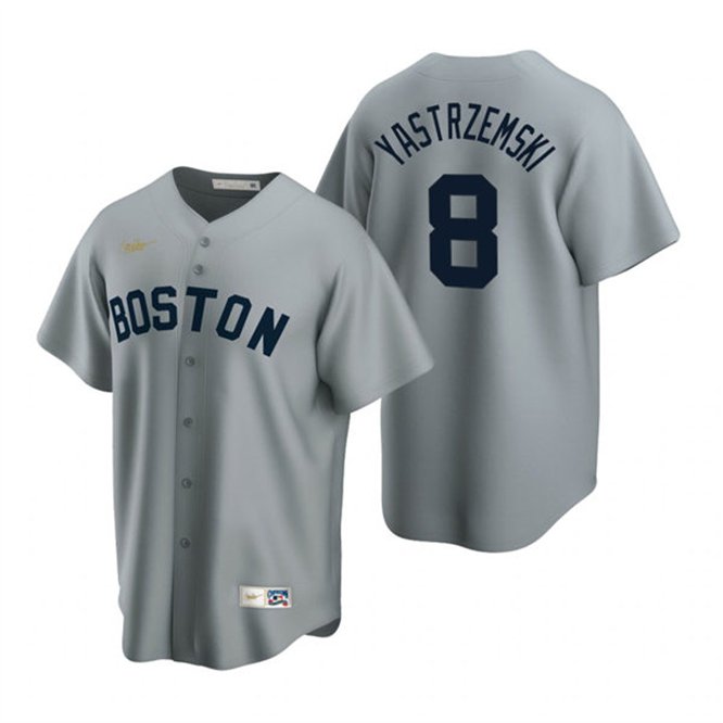 Men's Boston Red Sox Retired Player #8 Carl Yastrzemski Gray Cooperstown Collection Jersey