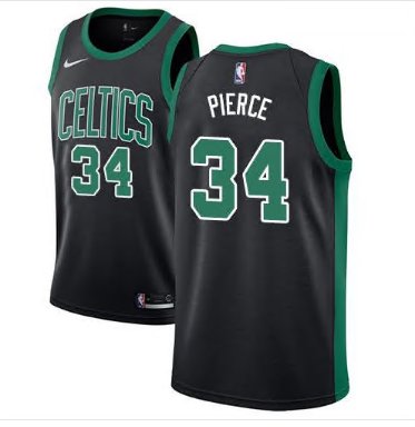 Men's Boston Celtics 34 Paul Pierce Stitched Jersey Black