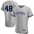 Men's Yankees #48 Anthony Rizzo No Name Flex Baseball Jersey Grey