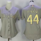 Women's Chicago Cubs #44 Anthony Rizzo Gray World Series Champions Gold Jersey