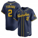 Milwaukee Brewers #2 Brice Turang Navy 2025 With Patch Stitched Baseball Jersey