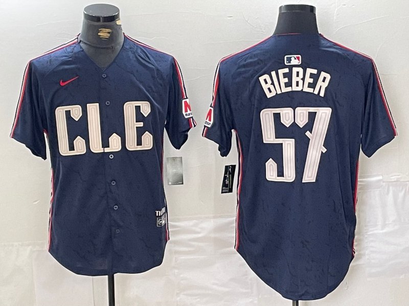 Cleveland Guardians #22 Shane Bieber Navy City Connect Limited Jersey
