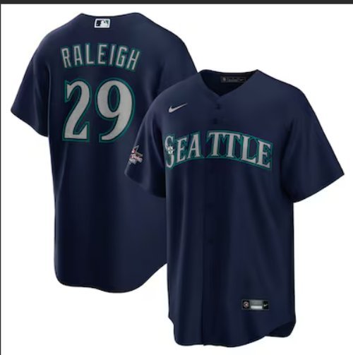 Seattle Mariners #29 Cal Raleigh Limited Stitched Jersey Navy
