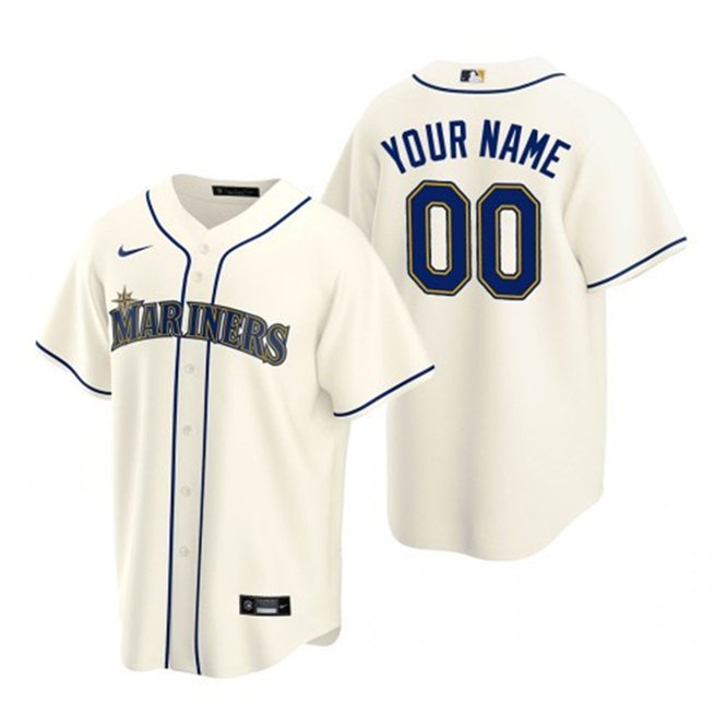 Any Size Seattle Mariners Custom Baseball Jersey Cream