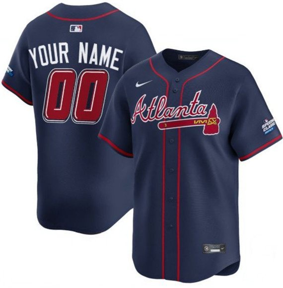 Atlanta Braves Active Player Custom Navy 2025 Speedway Classic Alternate Jersey