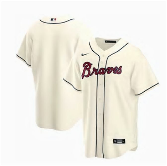 Men's Atlanta Braves Blank Nike Alternate Cool Baseball Jersey Cream