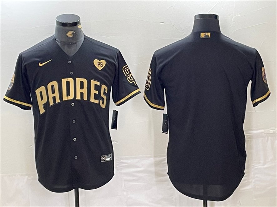 Any Size San Diego Padres Blank Cool Baseball Jersey Black Gold