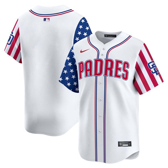 Men's San Diego Padres Blank White 2024 Independence Day Stitched Baseball Jersey