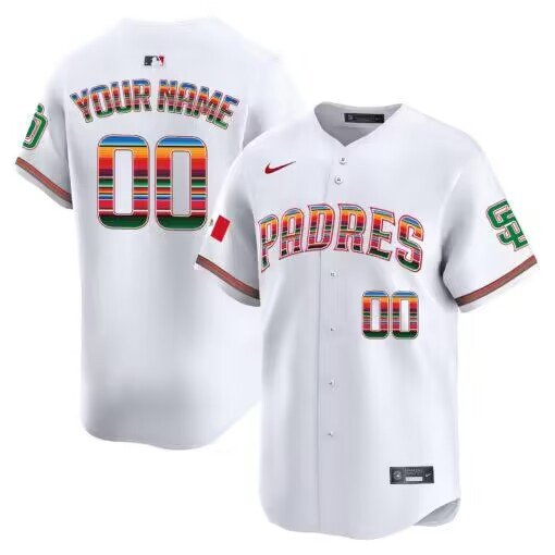 Any Size San Diego Padres Customized White Mexico Premier Limited Stitched Jersey